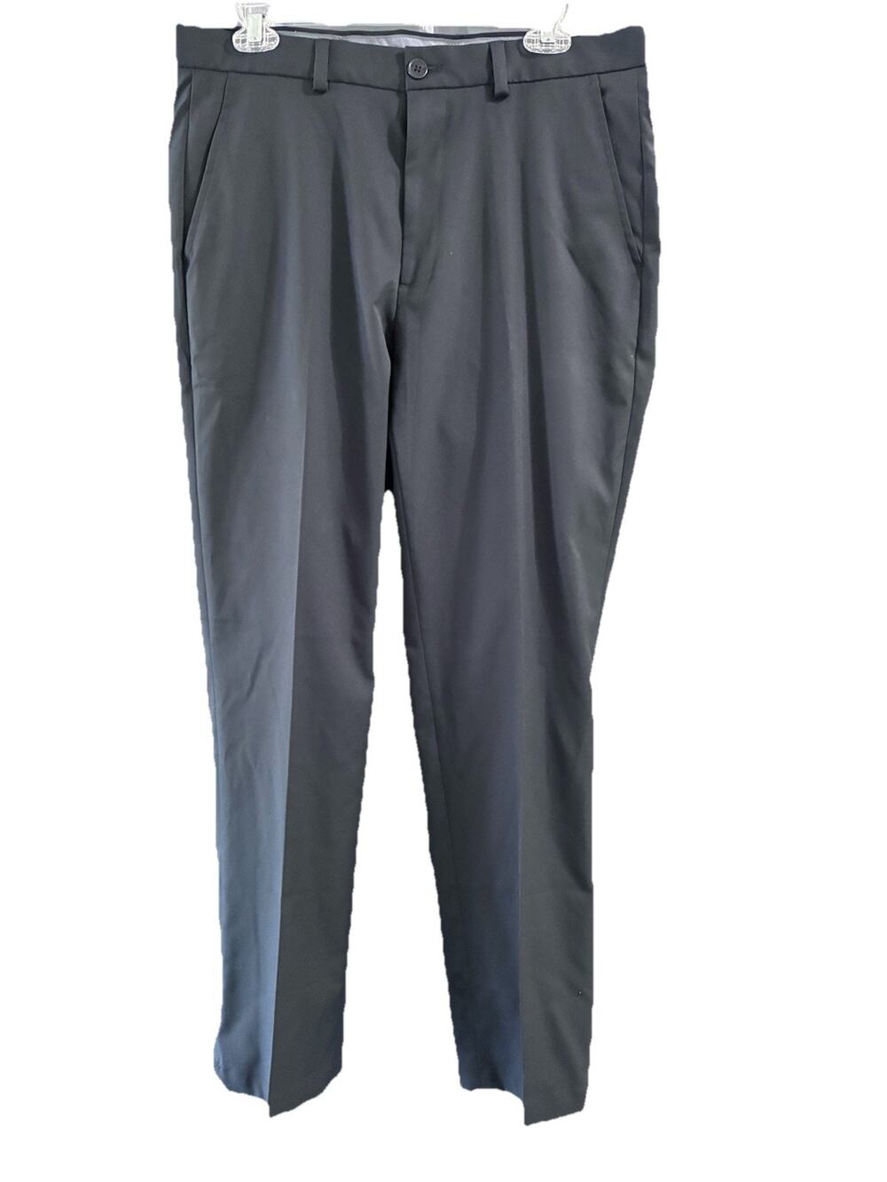 Brooks Brothers Men's Plain Flat Front Polyester Navy Straight Leg Pants 33x30